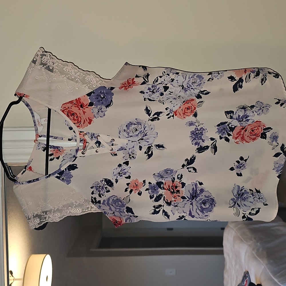 Candie's Pink and Purple Floral Blouse